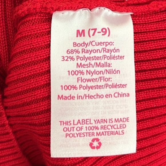 NO BOUNDARIES Red Ribbed Puffy Floral Sheer Sleeve Cable knit Sweater Dress NWOT - Picture 13 of 13